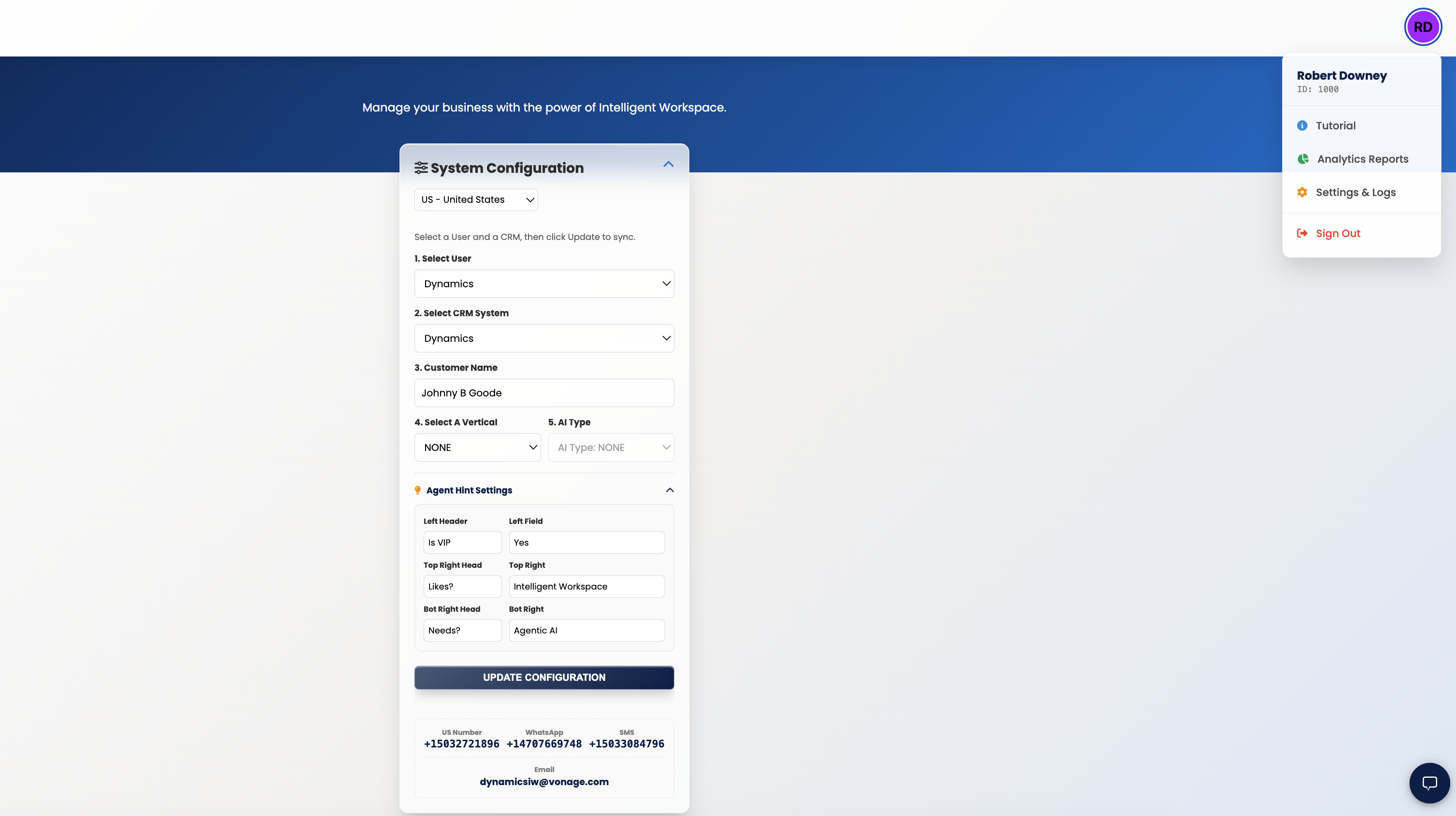 CRM Demo Portal Interface